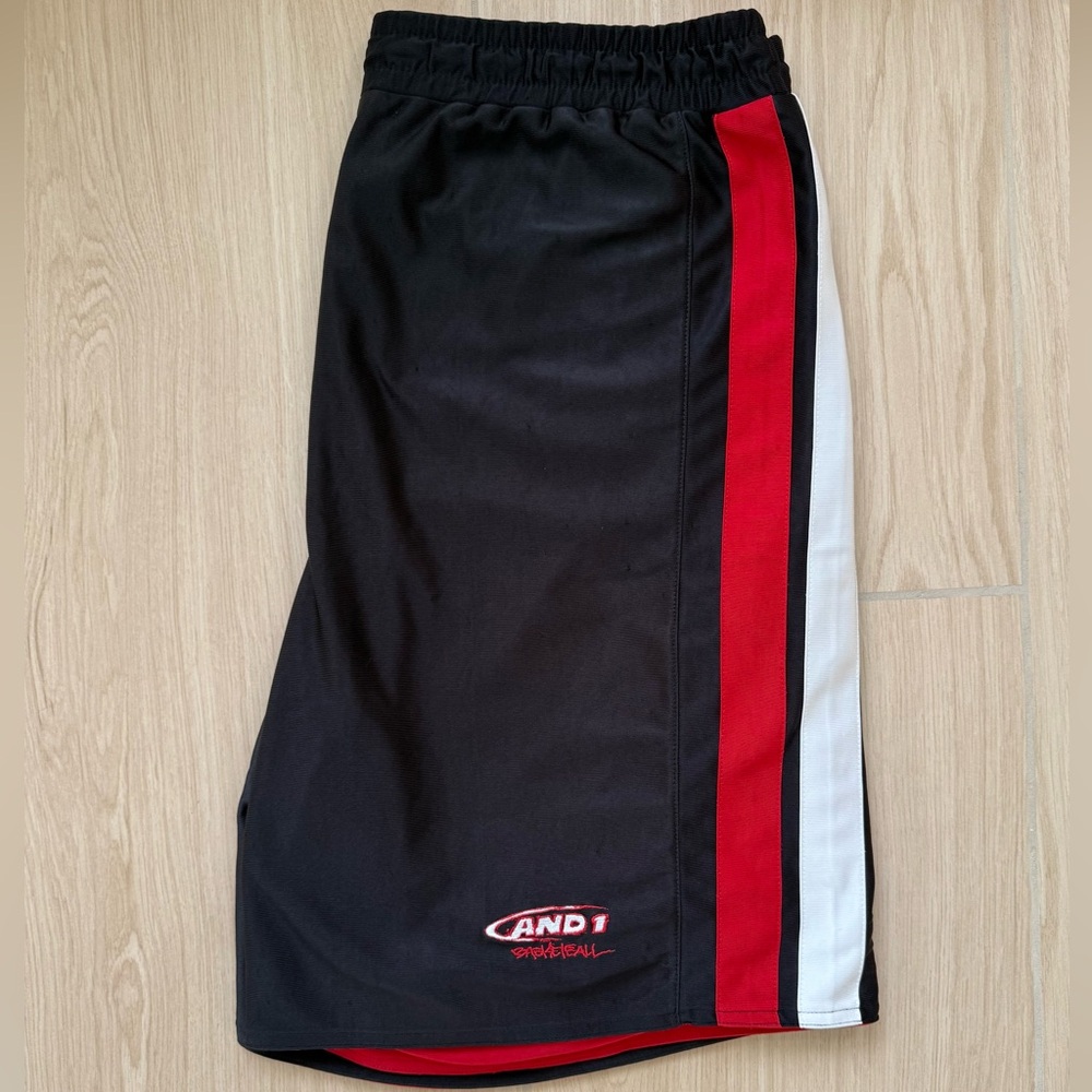 AND1 Men's Reversible Basketball Shorts Red / Black Baggy